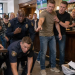 After tossing a young woman’s file away in a bar just because she didn’t return his advances, two security guards froze over a piece of paper inside.